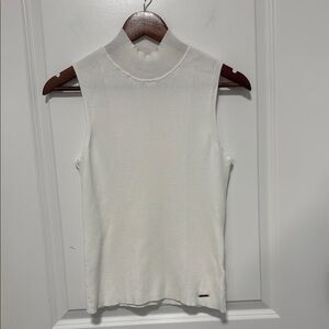 Tahari women’s white rib-knit sweater turtleneck tank size large